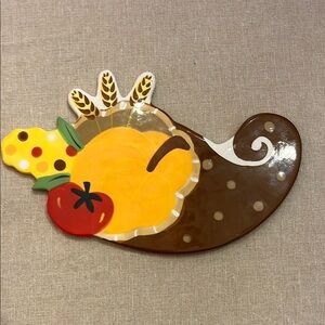 Coton Colors Cornucopia Platter with Brown and Yellow Accents